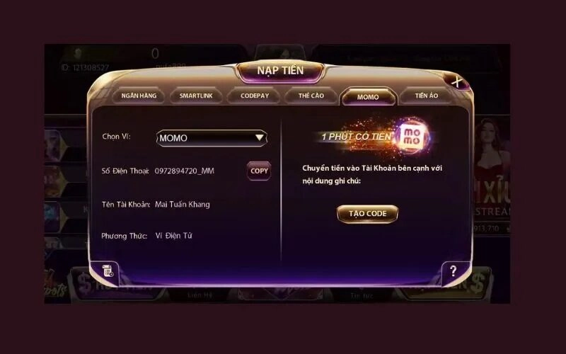 nạp tiền qua Code Pay